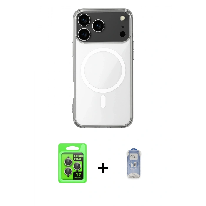 MARSİLYAN™- iPhone 17 Pro Kılıf Ahenk Yansıma Prime - Siyah Joko Magic 5D Cam + Raze Metal Kamera Lens - GI
