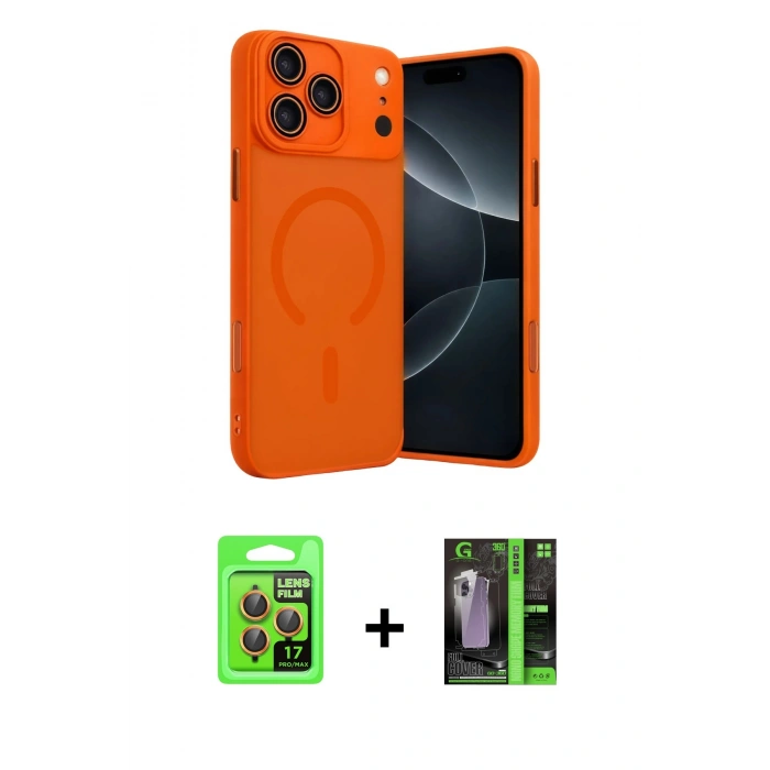 MARSİLYAN™- iPhone 17 Pro Kılıf Çekirdek Klasik Özel Seri - Şeffaf 360 Full Body Arka Koruyucu + Raze Metal Kamera Lens - TU