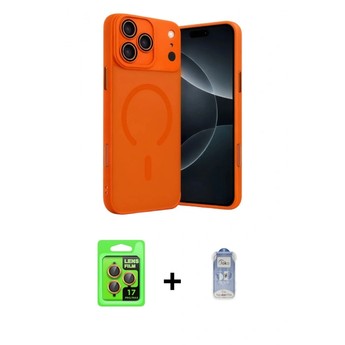 MARSİLYAN™- iPhone 17 Pro Kılıf Çekirdek Klasik Özel Seri - Siyah Joko Magic 5D Cam + Raze Metal Kamera Lens - TU