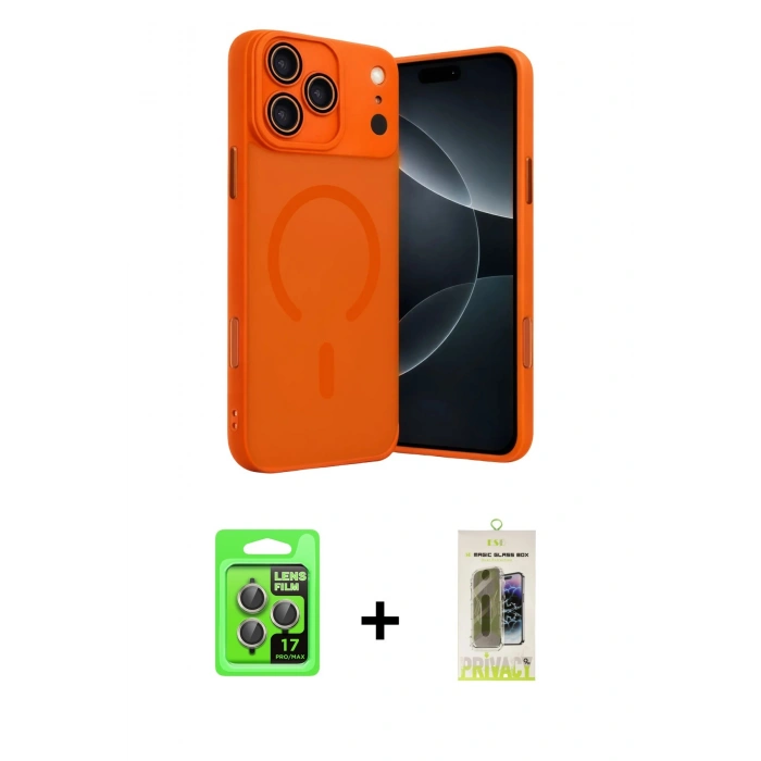 MARSİLYAN™- iPhone 17 Pro Kılıf Çekirdek Klasik Özel Seri - Siyah Joko Magic 5D Hayalet Cam + Raze Metal Kamera Lens - GI