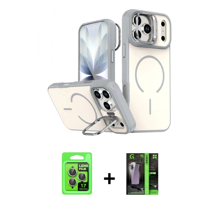 MARSİLYAN™- iPhone 17 Pro Kılıf Çekirdek Klasik - Şeffaf 360 Full Body Arka Koruyucu + Raze Metal Kamera Lens - GI