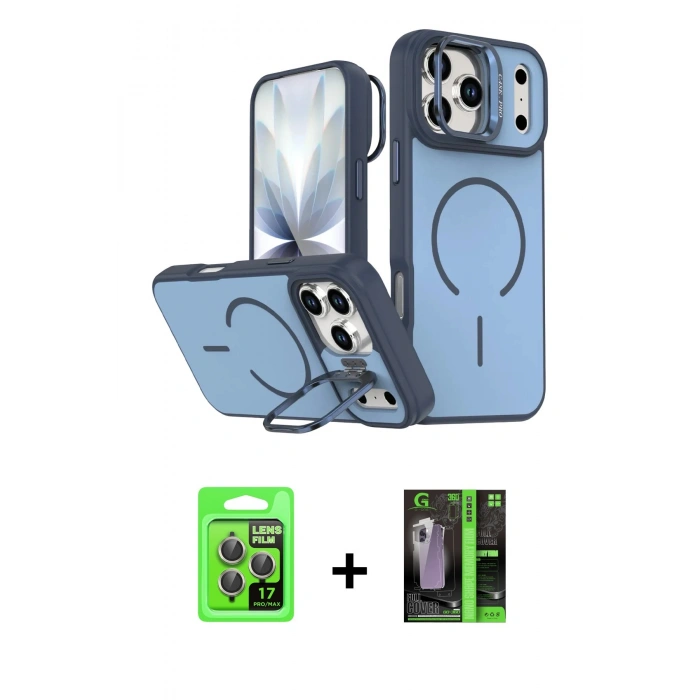 MARSİLYAN™- iPhone 17 Pro Kılıf Çekirdek Klasik - Şeffaf 360 Full Body Arka Koruyucu + Raze Metal Kamera Lens - GI
