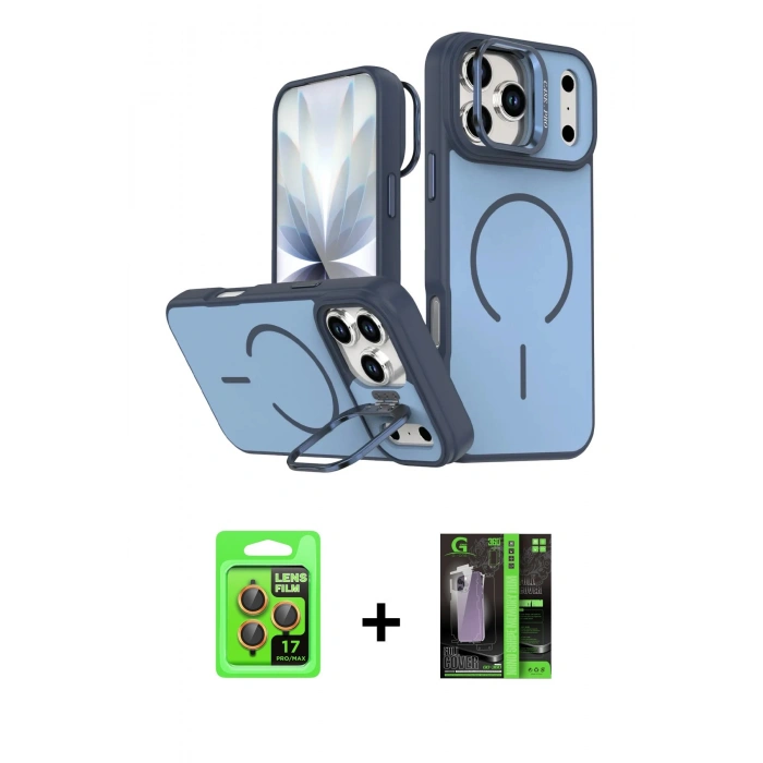 MARSİLYAN™- iPhone 17 Pro Kılıf Çekirdek Klasik - Şeffaf 360 Full Body Arka Koruyucu + Raze Metal Kamera Lens - TU