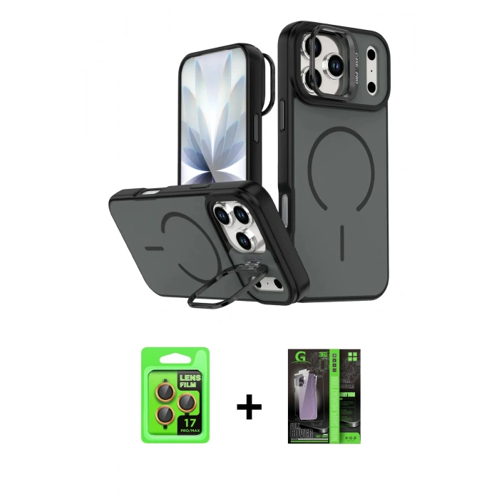 MARSİLYAN™- iPhone 17 Pro Kılıf Çekirdek Klasik - Şeffaf 360 Full Body Arka Koruyucu + Raze Metal Kamera Lens - TU