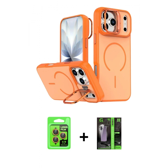 MARSİLYAN™- iPhone 17 Pro Kılıf Çekirdek Klasik - Şeffaf 360 Full Body Arka Koruyucu + Raze Metal Kamera Lens - TU