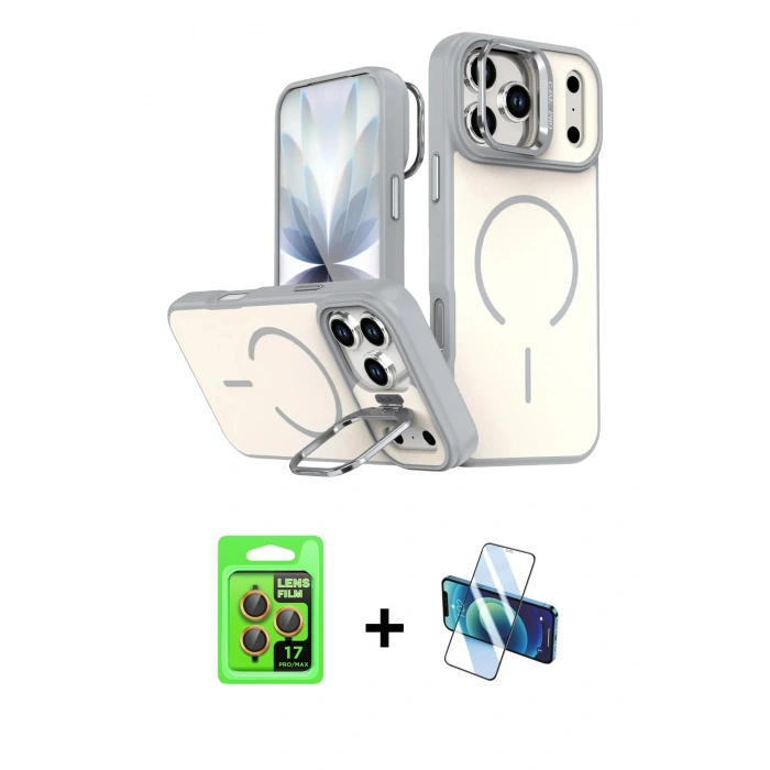 MARSİLYAN™- iPhone 17 Pro Kılıf Çekirdek Klasik - Siyah 3D Antistatik Seramik Nano Ekran Koruyucu + Raze Metal Kamera Lens - TU