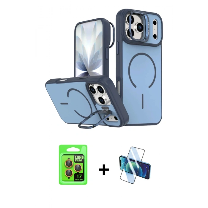 MARSİLYAN™- iPhone 17 Pro Kılıf Çekirdek Klasik - Siyah 3D Antistatik Seramik Nano Ekran Koruyucu + Raze Metal Kamera Lens - TU