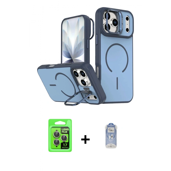 MARSİLYAN™- iPhone 17 Pro Kılıf Çekirdek Klasik - Siyah Joko Magic 5D Cam + Raze Metal Kamera Lens - GI