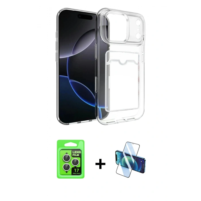 MARSİLYAN™- iPhone 17 Pro Kılıf Doruk Klasik Koleksiyonu - Siyah 3D Antistatik Seramik Nano Ekran Koruyucu + Raze Metal Kamera Lens - GS