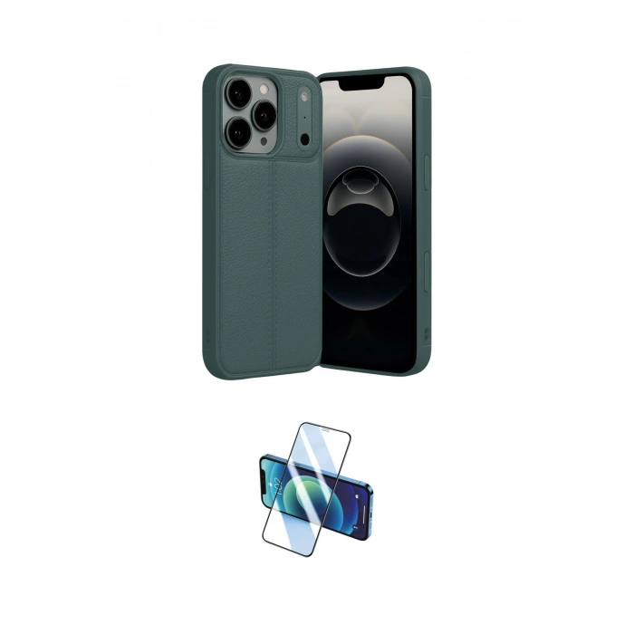 MARSİLYAN™- iPhone 17 Pro Kılıf Doruk Klasik Özel Seri - Siyah 3D Antistatik Seramik Nano Ekran Koruyucu