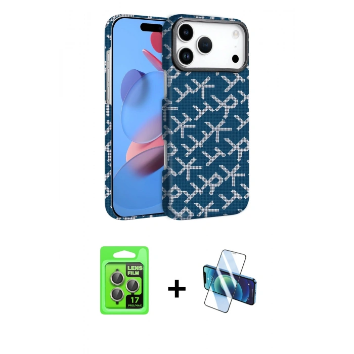 MARSİLYAN™- iPhone 17 Pro Kılıf Doruk Serisi - Siyah 3D Antistatik Seramik Nano Ekran Koruyucu + Raze Metal Kamera Lens - GI