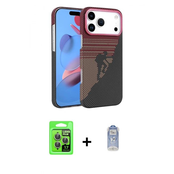 MARSİLYAN™- iPhone 17 Pro Kılıf Doruk Serisi - Siyah Joko Magic 5D Cam + Raze Metal Kamera Lens - GI
