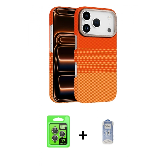MARSİLYAN™- iPhone 17 Pro Kılıf Doruk Serisi - Siyah Joko Magic 5D Cam + Raze Metal Kamera Lens - GI