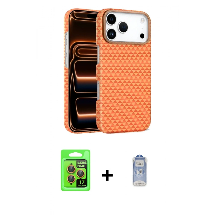 MARSİLYAN™- iPhone 17 Pro Kılıf Doruk Serisi - Siyah Joko Magic 5D Cam + Raze Metal Kamera Lens - TU