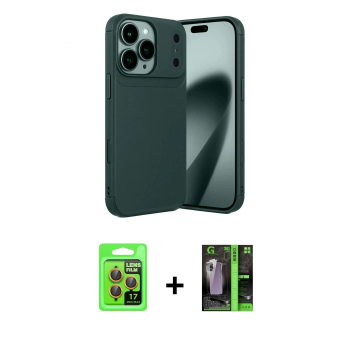 MARSİLYAN™- iPhone 17 Pro Kılıf Eksen Form Prime - Şeffaf 360 Full Body Arka Koruyucu + Raze Metal Kamera Lens - TU