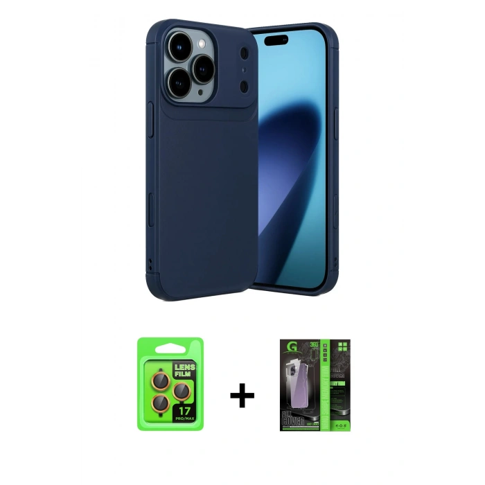 MARSİLYAN™- iPhone 17 Pro Kılıf Eksen Form Prime - Şeffaf 360 Full Body Arka Koruyucu + Raze Metal Kamera Lens - TU