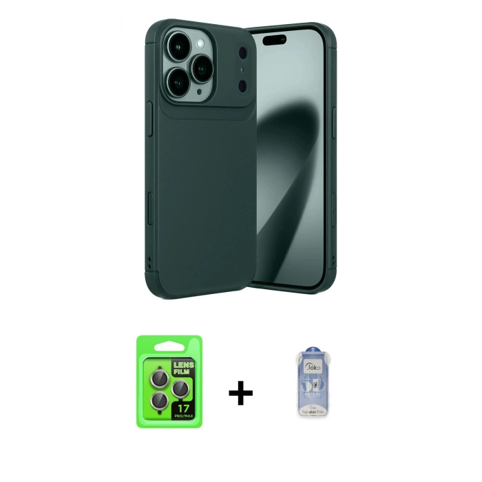 MARSİLYAN™- iPhone 17 Pro Kılıf Eksen Form Prime - Siyah Joko Magic 5D Cam + Raze Metal Kamera Lens - GI