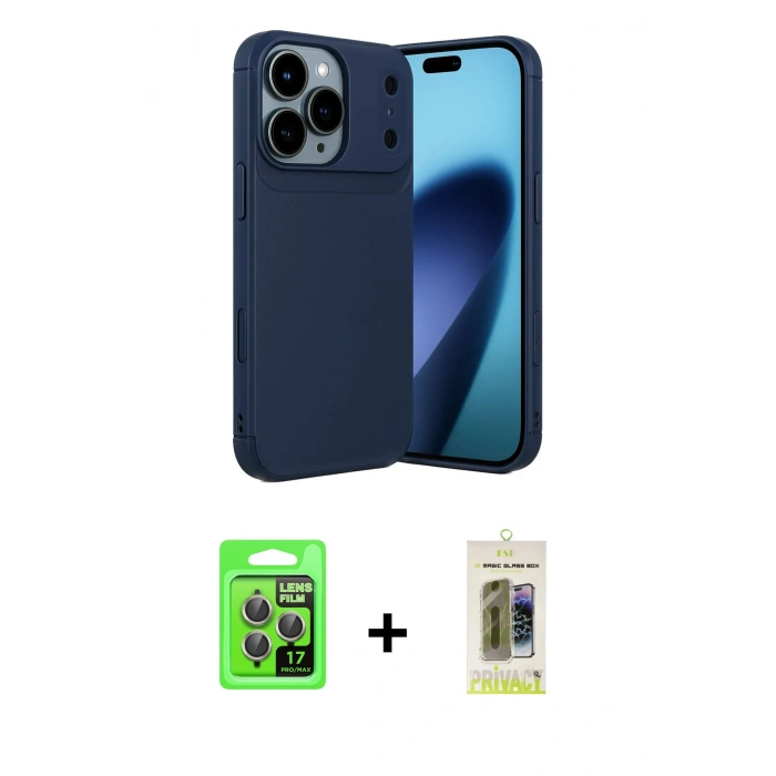 MARSİLYAN™- iPhone 17 Pro Kılıf Eksen Form Prime - Siyah Joko Magic 5D Hayalet Cam + Raze Metal Kamera Lens - GI
