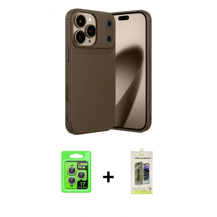 MARSİLYAN™- iPhone 17 Pro Kılıf Eksen Form Prime - Siyah Joko Magic 5D Hayalet Cam + Raze Metal Kamera Lens - GS