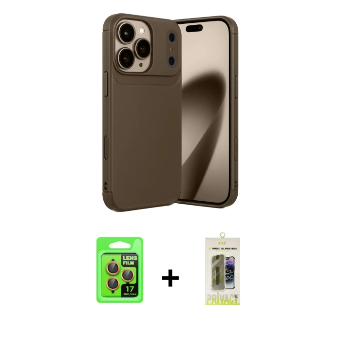 MARSİLYAN™- iPhone 17 Pro Kılıf Eksen Form Prime - Siyah Joko Magic 5D Hayalet Cam + Raze Metal Kamera Lens - TU