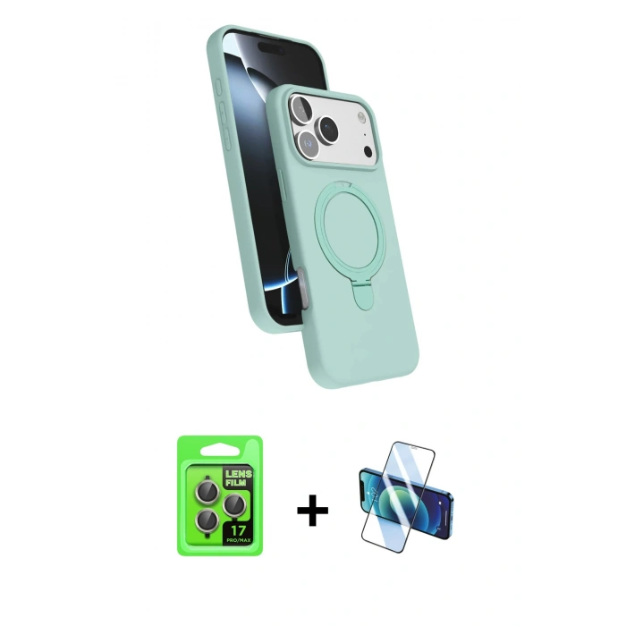 MARSİLYAN™- iPhone 17 Pro Kılıf İz Işık Koleksiyonu - Siyah 3D Antistatik Seramik Nano Ekran Koruyucu + Raze Metal Kamera Lens - GI