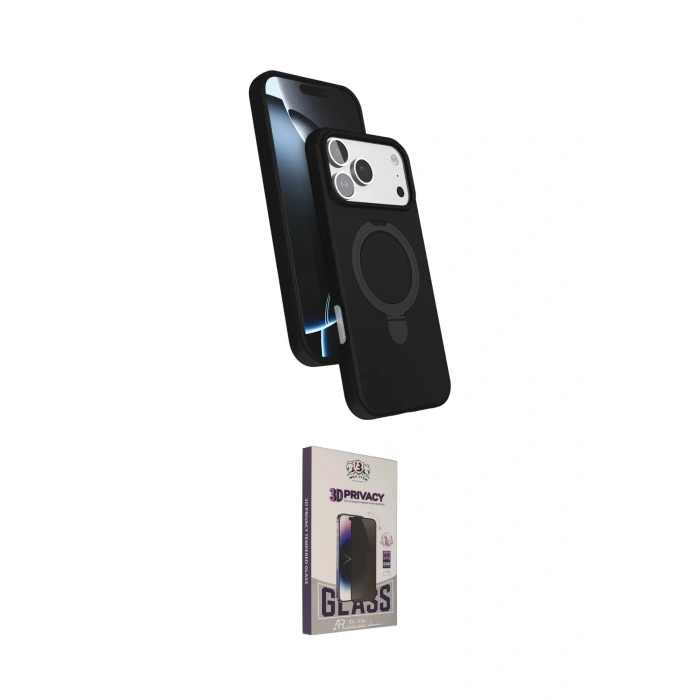MARSİLYAN™- iPhone 17 Pro Kılıf İz Işık Koleksiyonu - Siyah Bilvis Hayalet Cam Ekran Koruyucu