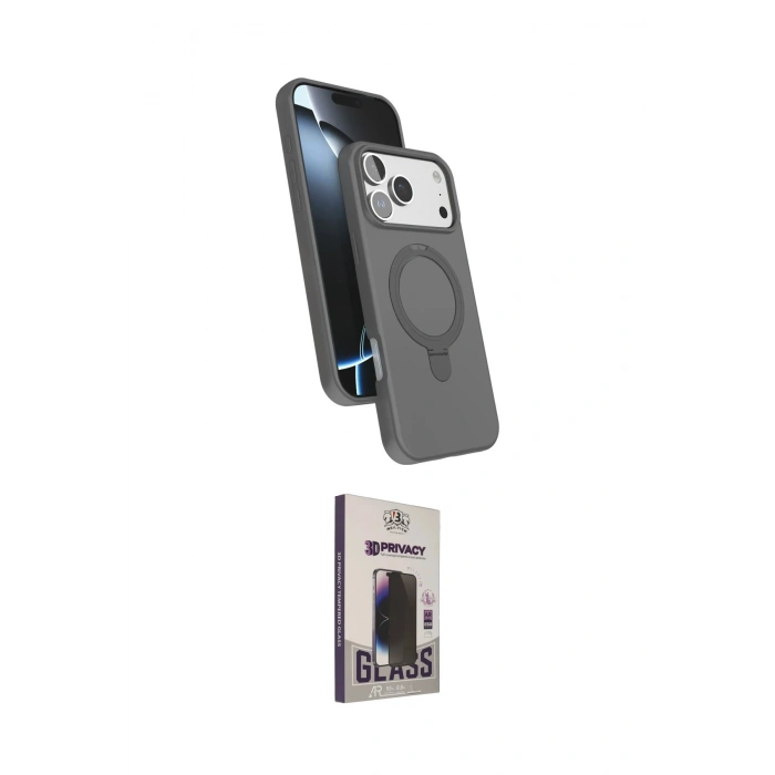 MARSİLYAN™- iPhone 17 Pro Kılıf İz Işık Koleksiyonu - Siyah Bilvis Hayalet Cam Ekran Koruyucu