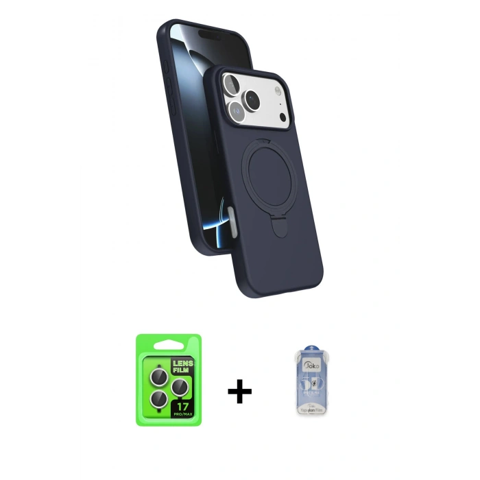 MARSİLYAN™- iPhone 17 Pro Kılıf İz Işık Koleksiyonu - Siyah Joko Magic 5D Cam + Raze Metal Kamera Lens - GS