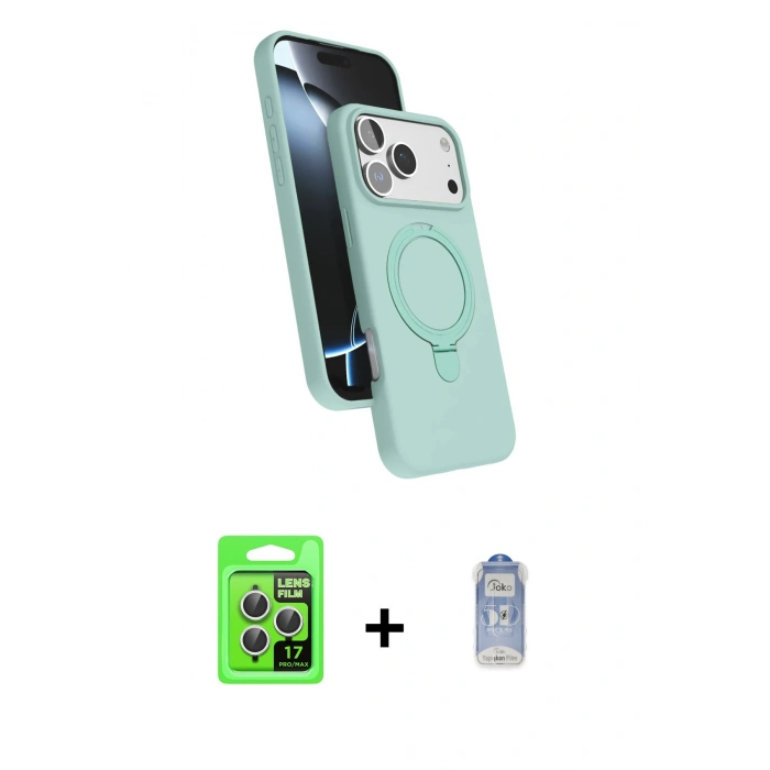 MARSİLYAN™- iPhone 17 Pro Kılıf İz Işık Koleksiyonu - Siyah Joko Magic 5D Cam + Raze Metal Kamera Lens - GS