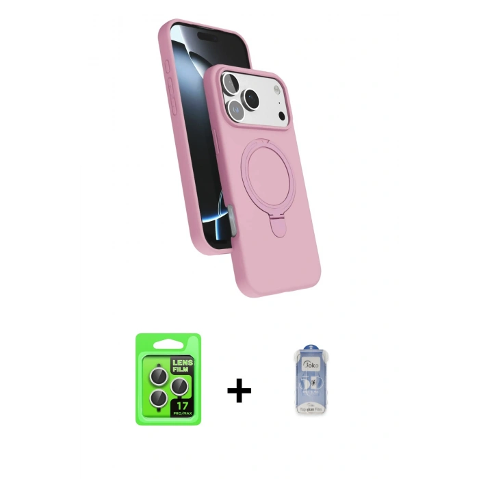 MARSİLYAN™- iPhone 17 Pro Kılıf İz Işık Koleksiyonu - Siyah Joko Magic 5D Cam + Raze Metal Kamera Lens - GS