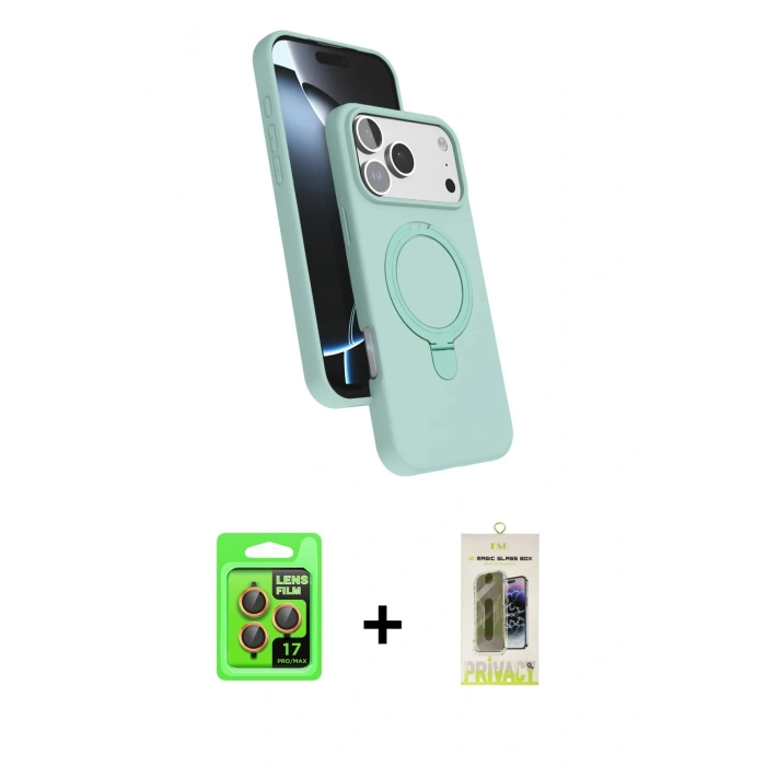 MARSİLYAN™- iPhone 17 Pro Kılıf İz Işık Koleksiyonu - Siyah Joko Magic 5D Hayalet Cam + Raze Metal Kamera Lens - TU