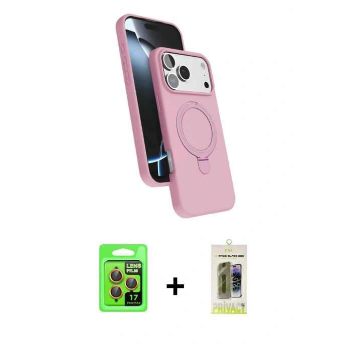 MARSİLYAN™- iPhone 17 Pro Kılıf İz Işık Koleksiyonu - Siyah Joko Magic 5D Hayalet Cam + Raze Metal Kamera Lens - TU