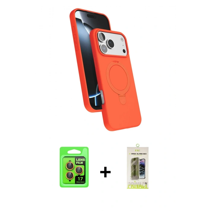 MARSİLYAN™- iPhone 17 Pro Kılıf İz Işık Koleksiyonu - Siyah Joko Magic 5D Hayalet Cam + Raze Metal Kamera Lens - TU