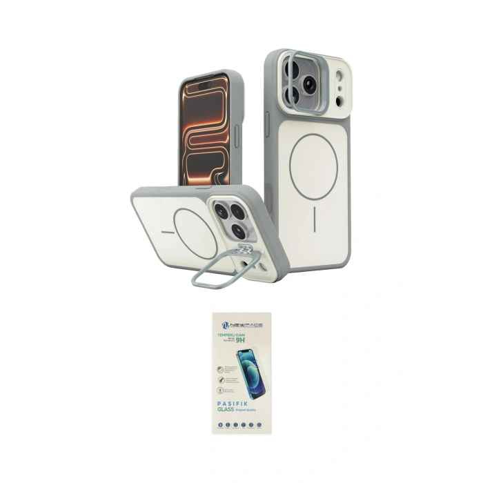 MARSİLYAN™- iPhone 17 Pro Kılıf İz Modern Prime - Şeffaf Pasifik Cam Ekran Koruyucu