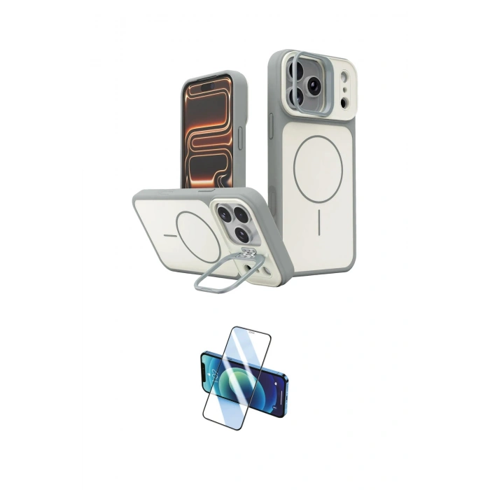 MARSİLYAN™- iPhone 17 Pro Kılıf İz Modern Prime - Siyah 3D Antistatik Cam Ekran Koruyucu