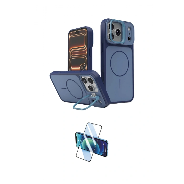 MARSİLYAN™- iPhone 17 Pro Kılıf İz Modern Prime - Siyah 3D Antistatik Cam Ekran Koruyucu
