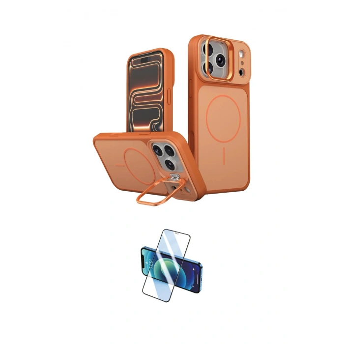 MARSİLYAN™- iPhone 17 Pro Kılıf İz Modern Prime - Siyah 3D Antistatik Cam Ekran Koruyucu