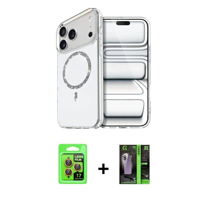MARSİLYAN™- iPhone 17 Pro Kılıf Kıvılcım Form Prime - Siyah 360 Mat Full Body Arka Koruyucu + Raze Metal Kamera Lens - TU
