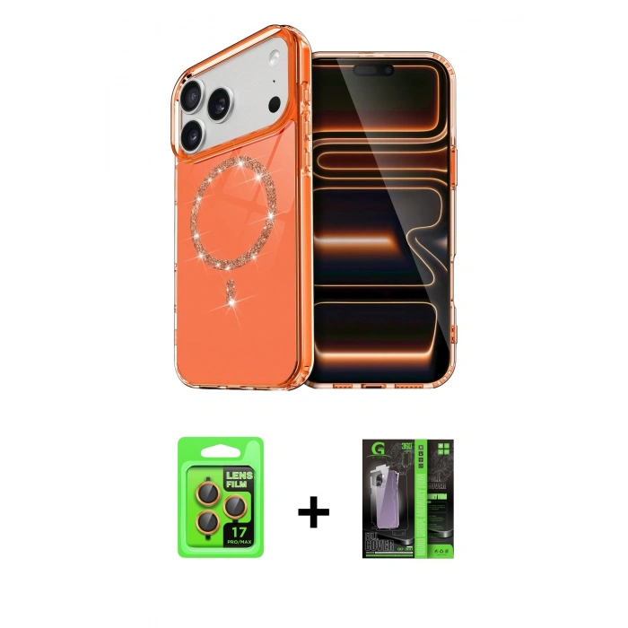 MARSİLYAN™- iPhone 17 Pro Kılıf Kıvılcım Form Prime - Siyah 360 Mat Full Body Arka Koruyucu + Raze Metal Kamera Lens - TU