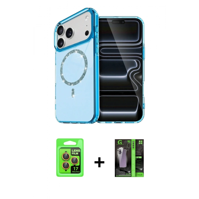 MARSİLYAN™- iPhone 17 Pro Kılıf Kıvılcım Form Prime - Siyah 360 Mat Full Body Arka Koruyucu + Raze Metal Kamera Lens - TU