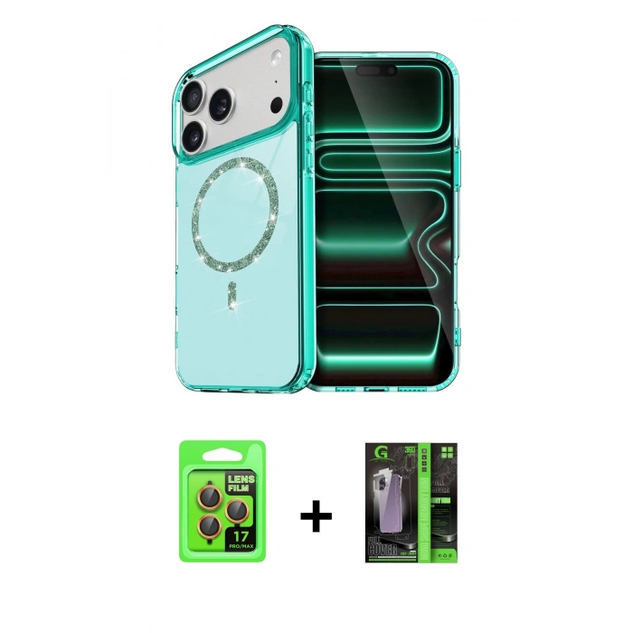 MARSİLYAN™- iPhone 17 Pro Kılıf Kıvılcım Form Prime - Siyah 360 Mat Full Body Arka Koruyucu + Raze Metal Kamera Lens - TU