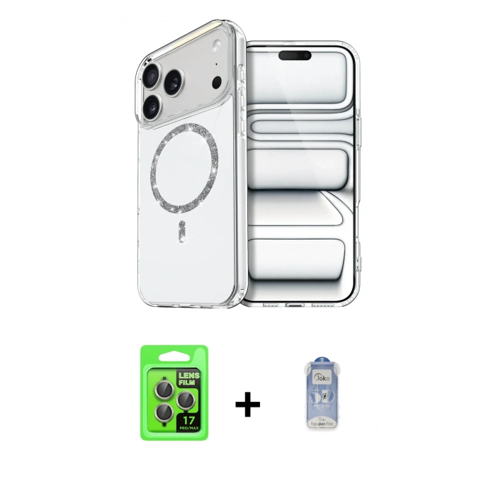 MARSİLYAN™- iPhone 17 Pro Kılıf Kıvılcım Form Prime - Siyah Joko Magic 5D Cam + Raze Metal Kamera Lens - GI