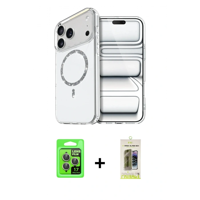MARSİLYAN™- iPhone 17 Pro Kılıf Kıvılcım Form Prime - Siyah Joko Magic 5D Hayalet Cam + Raze Metal Kamera Lens - GI