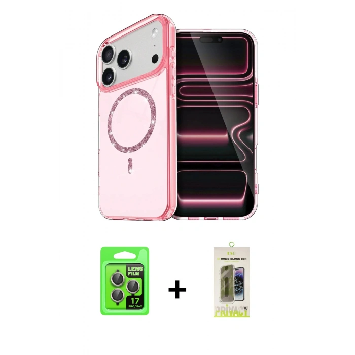 MARSİLYAN™- iPhone 17 Pro Kılıf Kıvılcım Form Prime - Siyah Joko Magic 5D Hayalet Cam + Raze Metal Kamera Lens - GI
