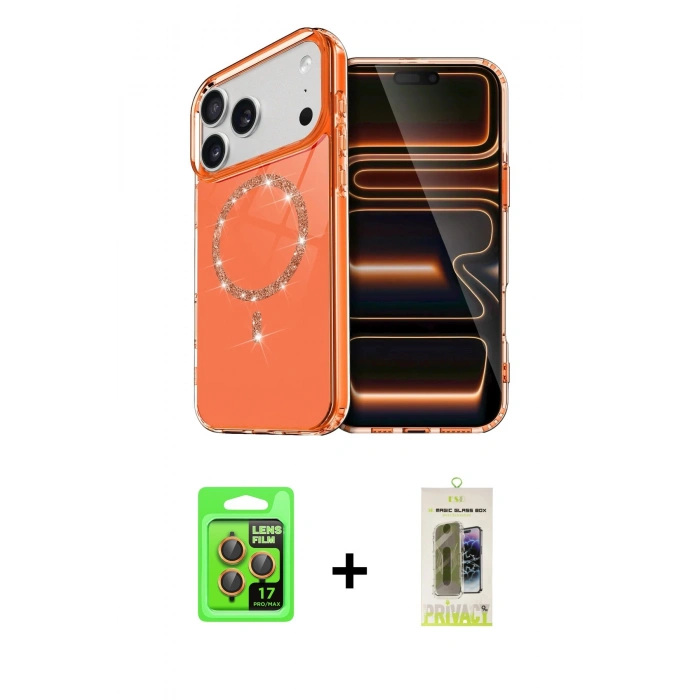 MARSİLYAN™- iPhone 17 Pro Kılıf Kıvılcım Form Prime - Siyah Joko Magic 5D Hayalet Cam + Raze Metal Kamera Lens - TU