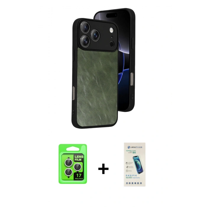 MARSİLYAN™- iPhone 17 Pro Kılıf Kıvılcım Işık Serisi - Şeffaf Pasifik Cam Ekran Koruyucu + Raze Metal Kamera Lens - GS