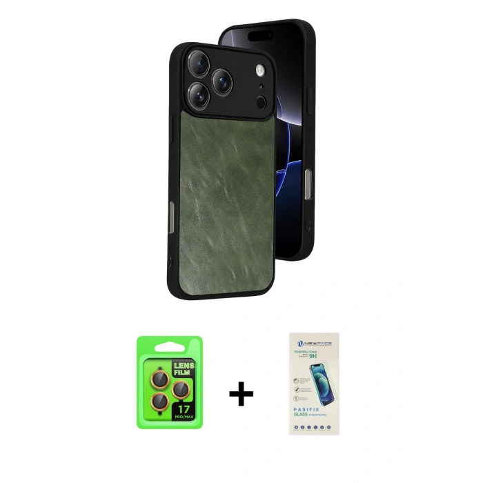 MARSİLYAN™- iPhone 17 Pro Kılıf Kıvılcım Işık Serisi - Şeffaf Pasifik Cam Ekran Koruyucu + Raze Metal Kamera Lens - TU