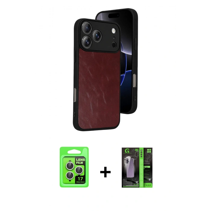 MARSİLYAN™- iPhone 17 Pro Kılıf Kıvılcım Işık Serisi - Siyah 360 Mat Full Body Arka Koruyucu + Raze Metal Kamera Lens - GS