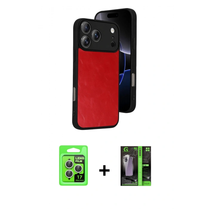 MARSİLYAN™- iPhone 17 Pro Kılıf Kıvılcım Işık Serisi - Siyah 360 Mat Full Body Arka Koruyucu + Raze Metal Kamera Lens - GS