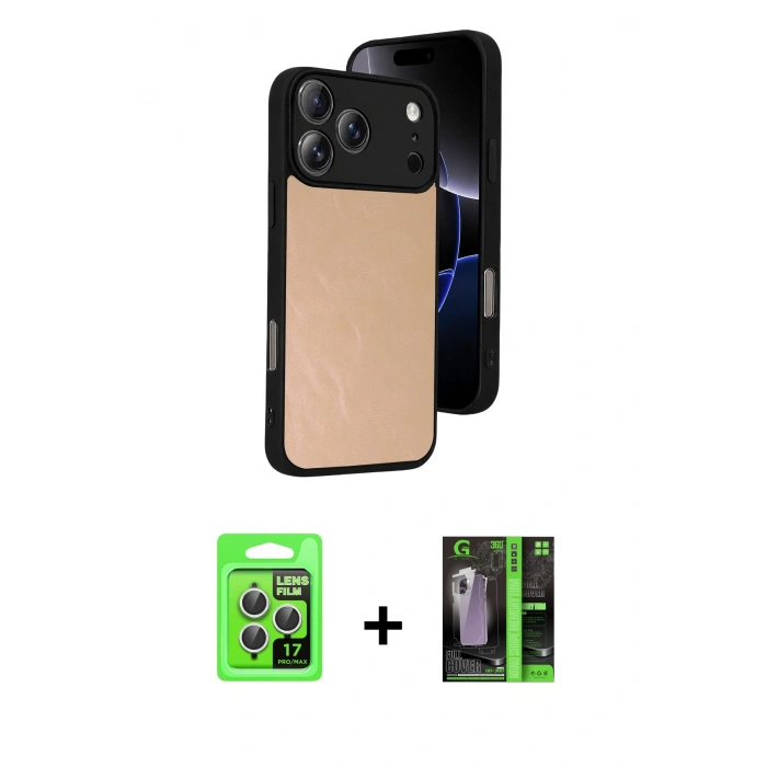 MARSİLYAN™- iPhone 17 Pro Kılıf Kıvılcım Işık Serisi - Siyah 360 Mat Full Body Arka Koruyucu + Raze Metal Kamera Lens - GS
